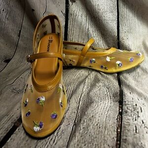 No Boundaries Womens Floral Mesh Mary Jane Shoes Nude Purple Sz 11 FairyCore GUC
